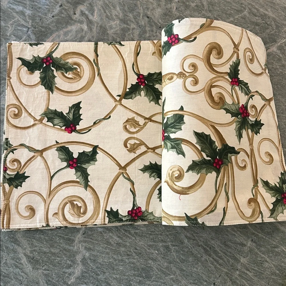 8 Lenox Christmas Reversible Material Placemats Holiday Collection
